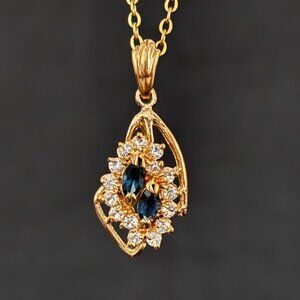 Vintage Swarovski crystal Pendant Necklace, Dolphin Ore 18K Gold Electroplate